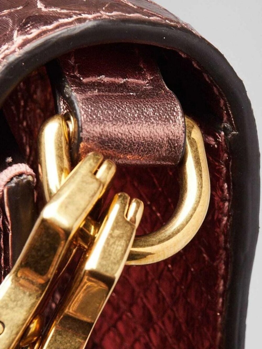 Gucci Pink Metallic Snakeskin Horsebit 1955 Small Crossbody Bag - Picture 6 of 11